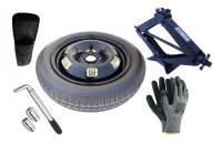 Set - Ruotino di scorta OPEL CORSA E R17 4x100x56,5 + Giradadi + Crick + Custodia per crick