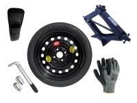 Set - Ruotino di scorta OPEL KARL R15 4x100x56,5 + Giradadi + Crick + Custodia per crick