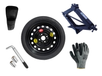 Set - Ruotino di scorta NISSAN KUBISTAR R15 4x100x60,1 + Giradadi + Crick + Custodia per crick